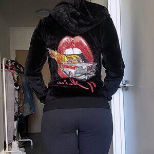 Philipp Plein Est. 1978 Velvet Beaded Embroidered Zip-up Hoodie